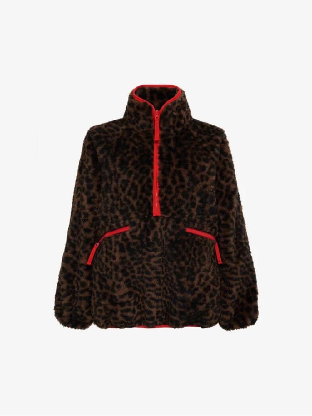 Rumored Leopard Teddy Jacket with Red Trim
